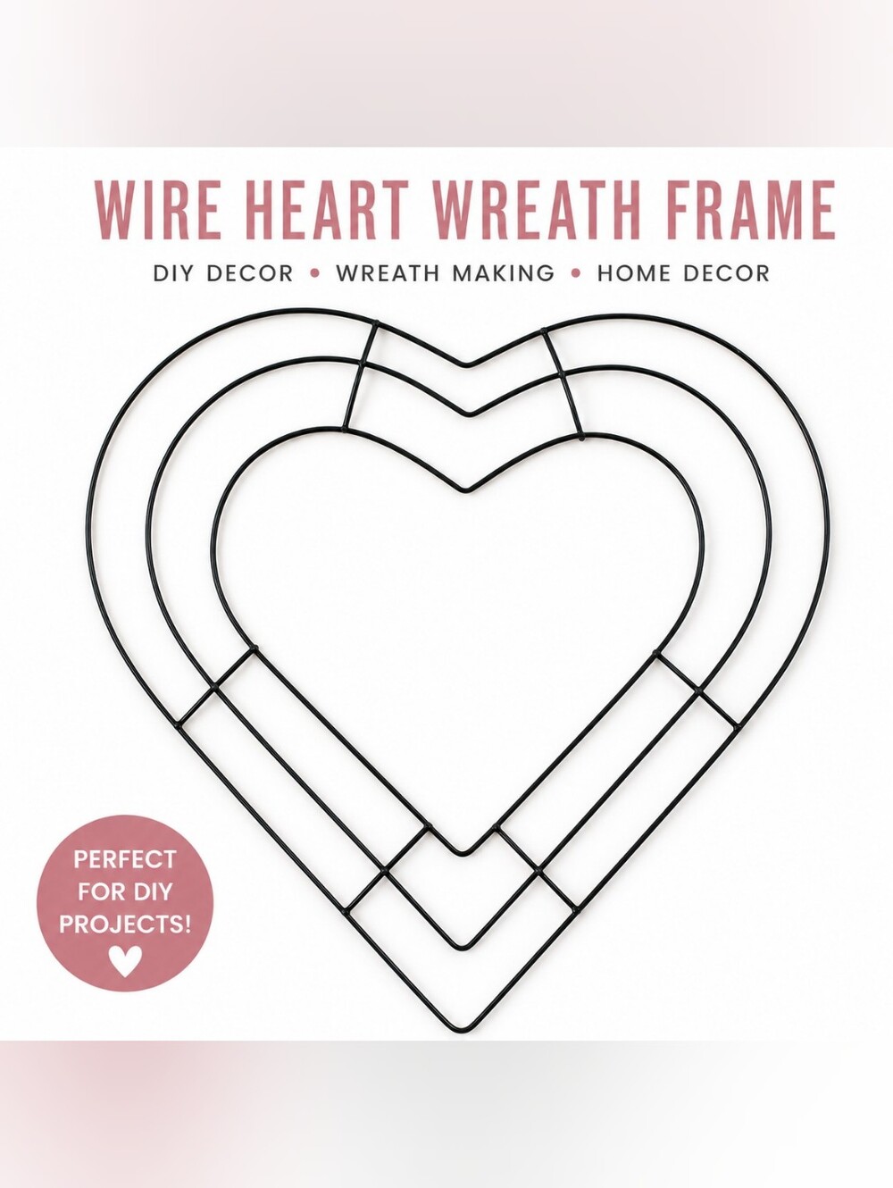 Floral Garden Heart Shaped Wire Wreath Frame DIY Craft Decor